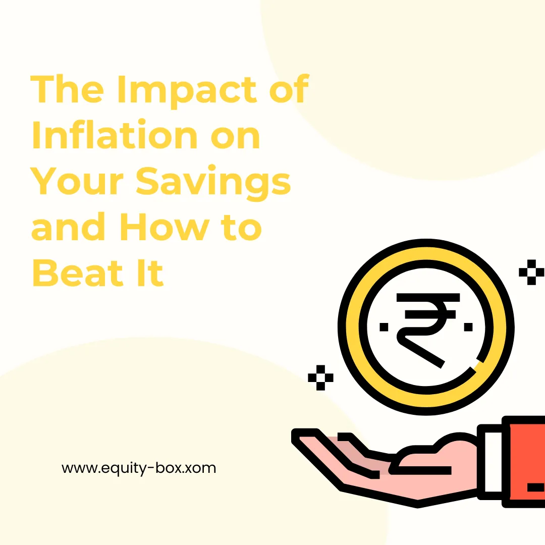 Illustration of a hand holding a rupee coin, titled “The Impact of Inflation on Your Savings and How to Beat It”